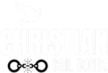 Logo featuring a dove, the phrase "Christian Bail Bonds," and an image of bail handcuffs.
